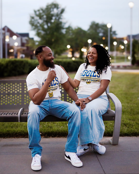 North Carolina A&T - NCAT Aggie LOGO - "Aggies over Everything" Unisex Heavyweight 100% Cotton HBCU Family T-Shirt