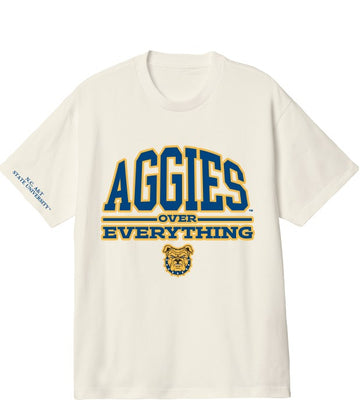 North Carolina A&T - NCAT Aggie LOGO - "Aggies over Everything" Unisex Heavyweight 100% Cotton HBCU Family T-Shirt