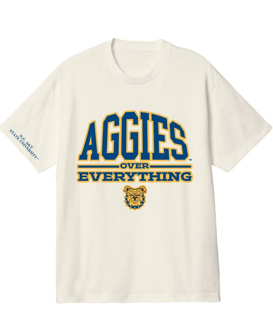 North Carolina A&T - NCAT Aggie LOGO - "Aggies over Everything" Unisex Heavyweight 100% Cotton HBCU Family T-Shirt