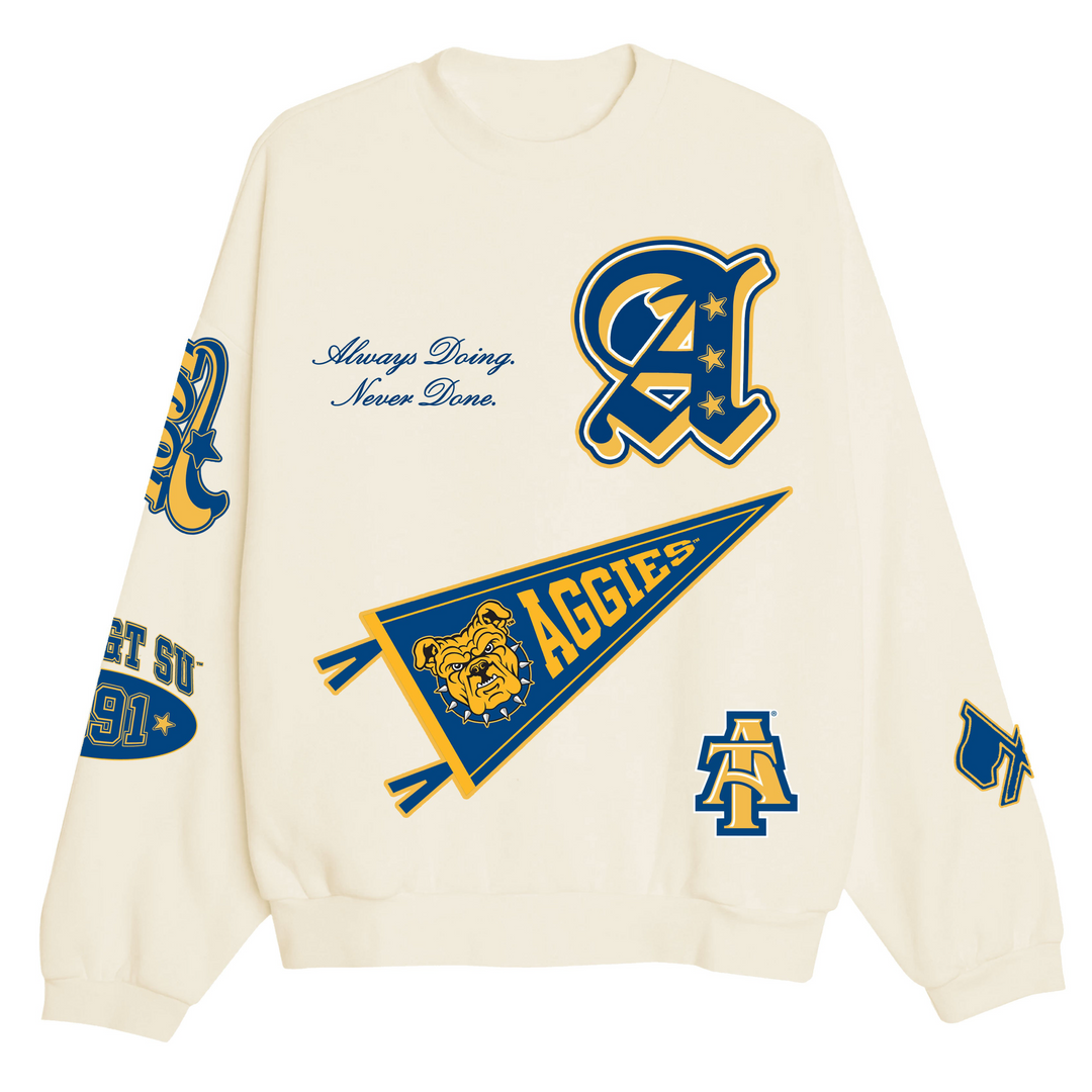 North Carolina A&T - NCAT Aggie LOGO-Land Unisex Sponge Cotton HBCU Family Sweatshirt Shirt
