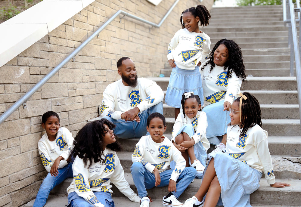 PREORDER: Embroidered NCAT Aggie LOGO-Land Unisex Sponge Cotton HBCU Family Sweatshirt