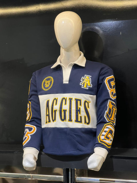 PREORDER: NCAT - “The Centennial” Aggie Script HBCU Fleece Raglan in navy