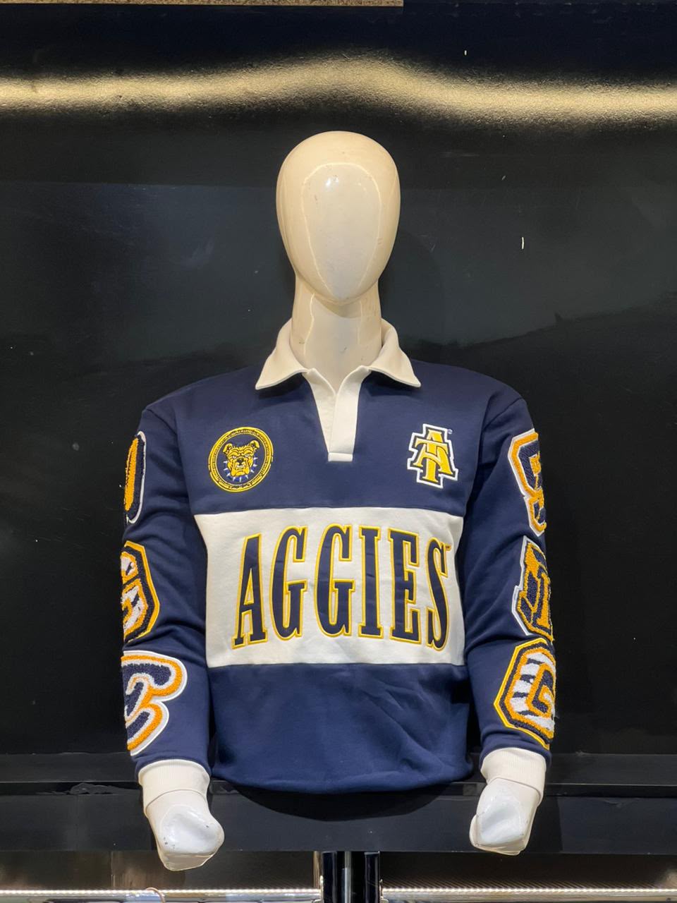 PREORDER: NCAT - “The Centennial” Aggie Script HBCU Fleece Raglan in navy