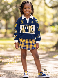 PREORDER: NCAT - YOUTH “The Centennial” Aggie Script HBCU Fleece Raglan in navy