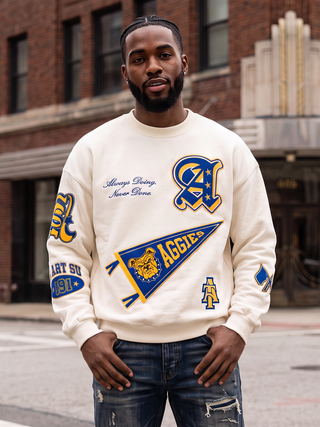 PREORDER: ADULT Embroidered NCAT Aggie LOGO-Land Unisex Sponge Cotton HBCU Family Sweatshirt
