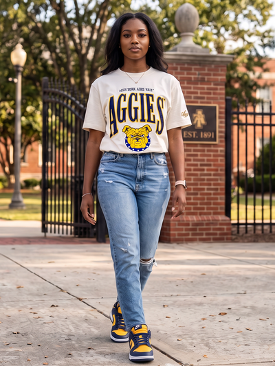 PREORDER: NCAT - ADULT Embroidered Aggie Bulldog HBCU T-Shirt