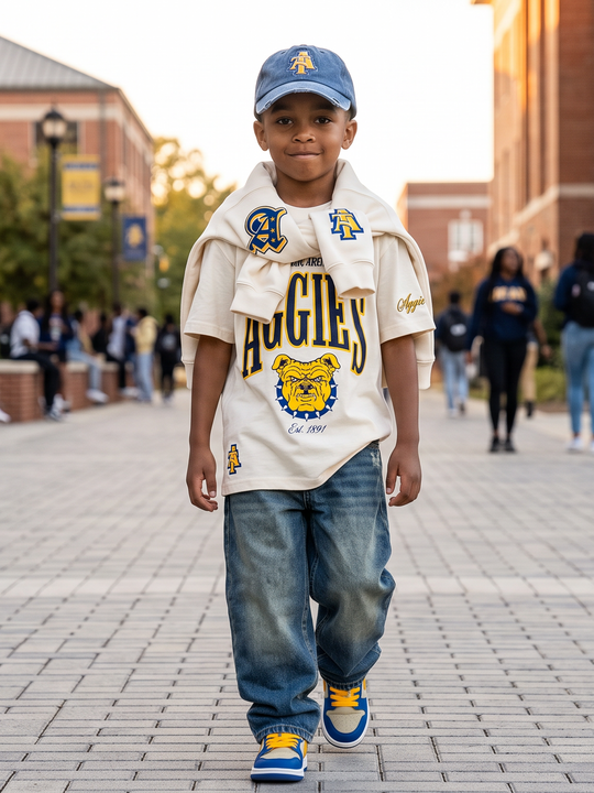 PREORDER: NCAT - YOUTH Embroidered Aggie Bulldog HBCU T-Shirt