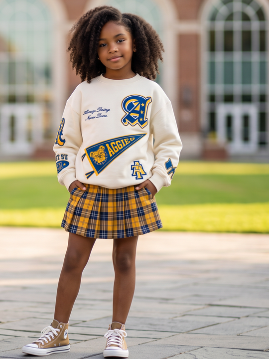 PREORDER: YOUTH Embroidered NCAT Aggie LOGO-Land Unisex Sponge Cotton HBCU Family Sweatshirt (Copy)