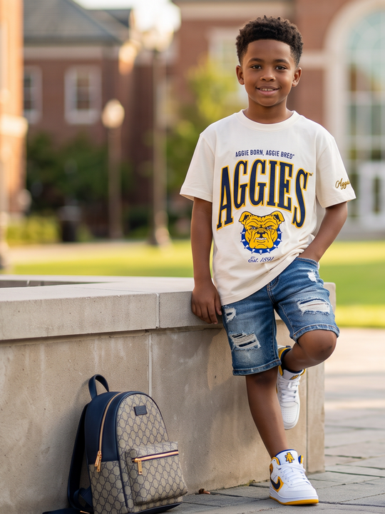 PREORDER: NCAT - YOUTH Embroidered Aggie Bulldog HBCU T-Shirt