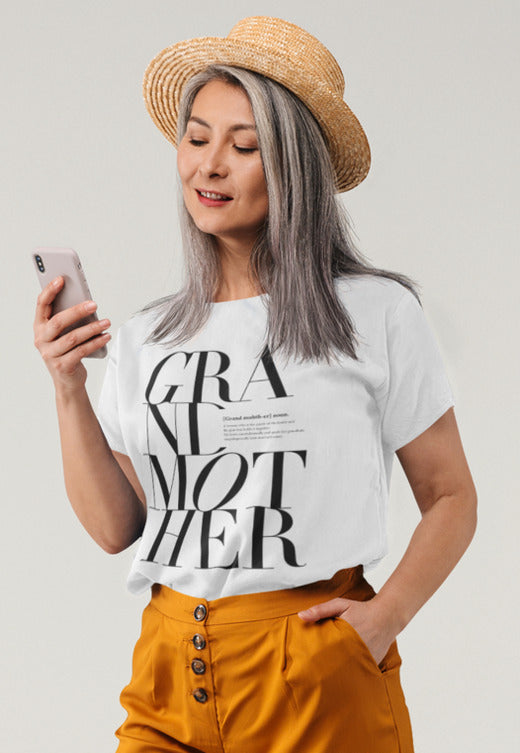 XS (0-2) / White T-shirt Grandmother logo Remix - matching family t-shirt - Tony by Toni